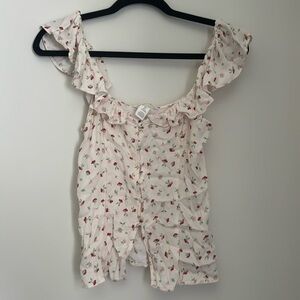 H&M Floral Ruffled 100% Viscose Top Size Small NWT